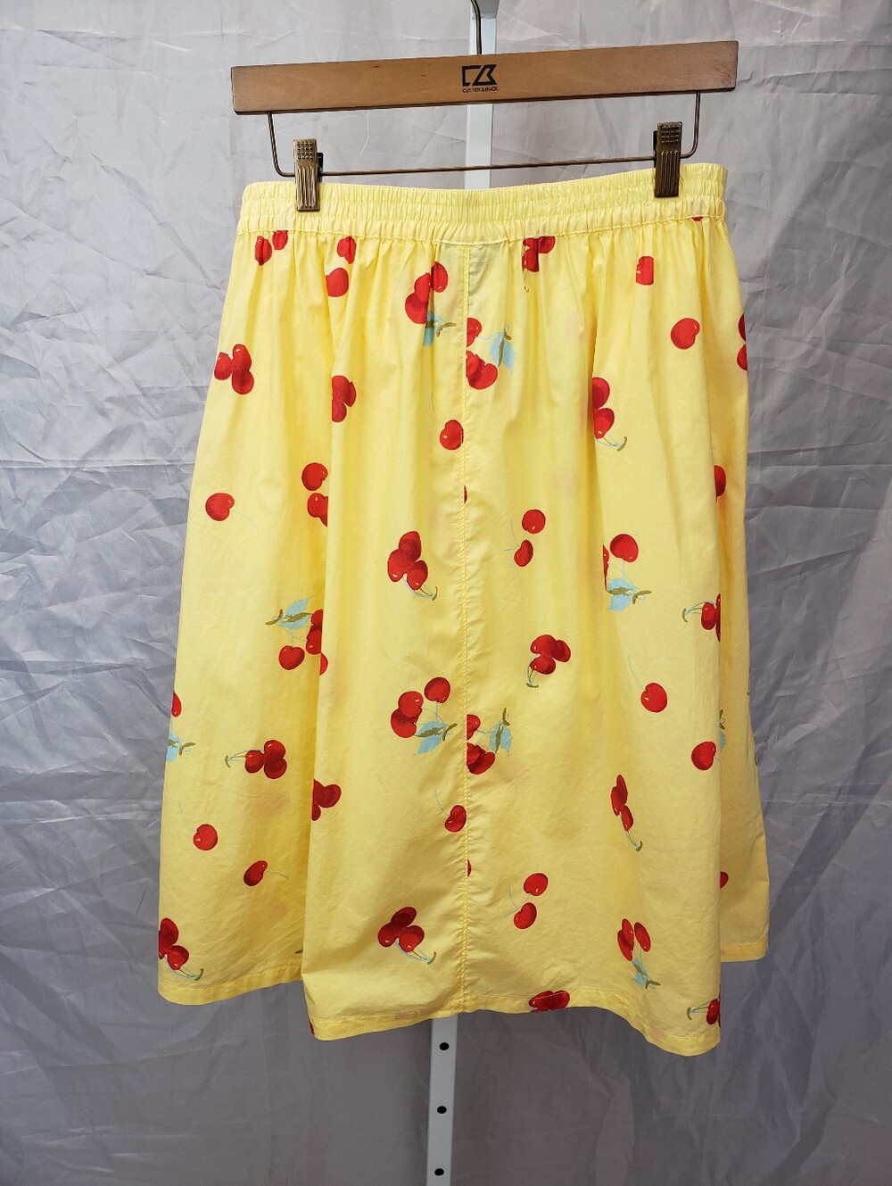 ModCloth Yellow Cherry Print Midi Skirt with Pockets Size Large - Picture 4 of 8